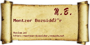 Mentzer Bozsidár névjegykártya